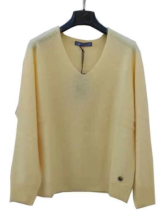 Riva Tricot A/I 2026-27 | Maglione a V giallo lana e cashmere fino 3XL