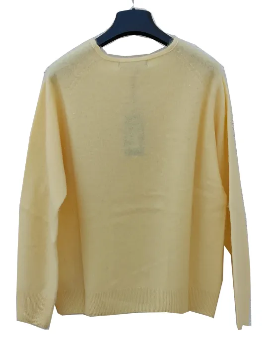 Riva Tricot A/I 2026-27 | Maglione a V giallo lana e cashmere fino 3XL