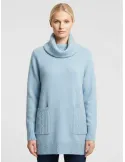 Maglia dolcevita celeste a trecce con le tasche fino alla 54 - Riva T.