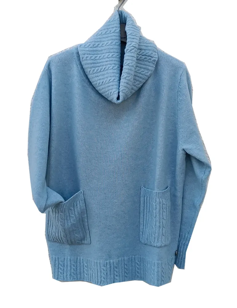 Light blue turtleneck sweater with pockets | plus size available
