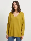Mustard Yellow Extra-Fine Merino Wool maxi pull kimono Sweater by Mousse