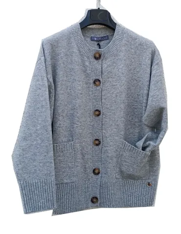 Denim Blue merino wool Cardigan Jacket by Volpato