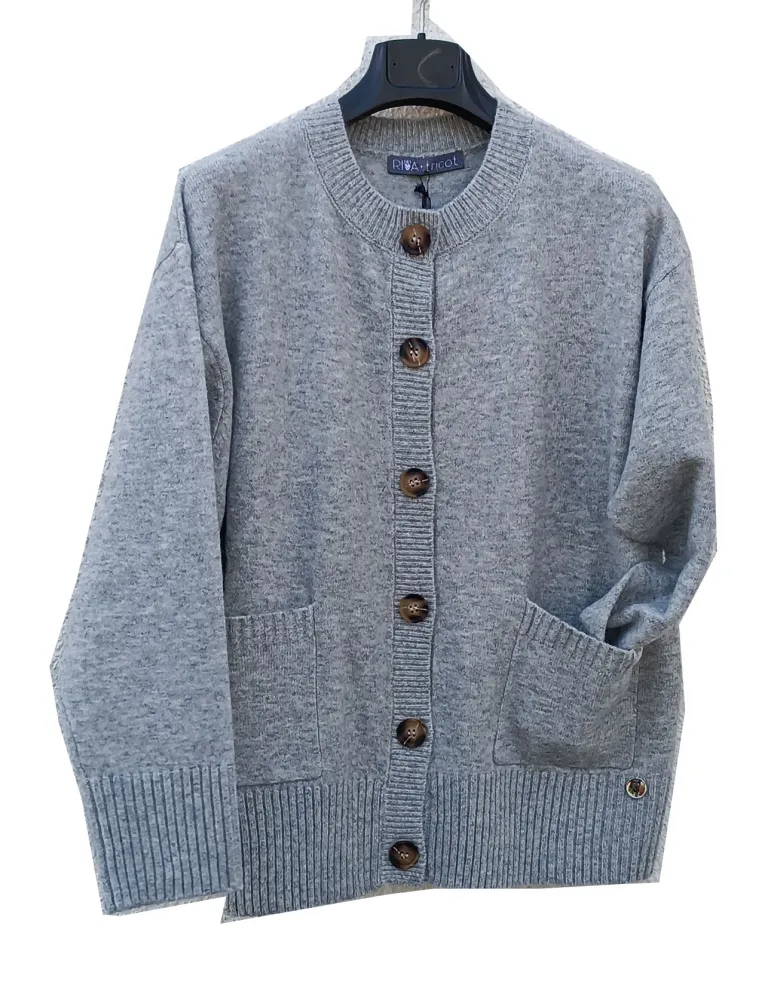Volpato maglieria | Giacca blu denim a maglia inglese