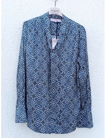 Piero Moretti Light blue Majolica printed Blouse with Scarf 2