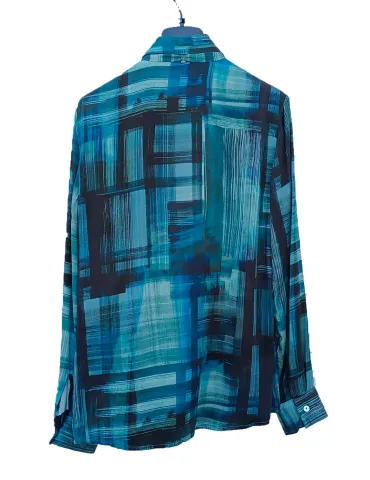 Camicia col cravattino in verde petrolio e nero Amethist A/I 2026-27 2