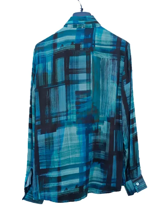 Camicia col cravattino in verde petrolio e nero Amethist A/I 2026-27