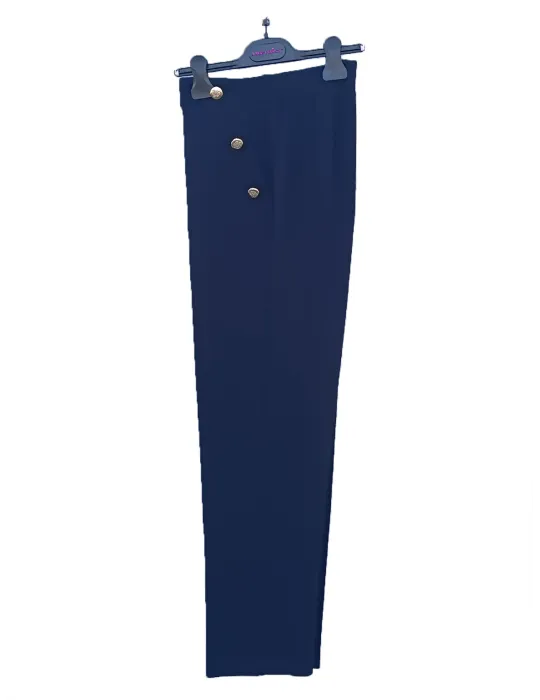 Dark blue Cigarette Trousers with Gold Buttons