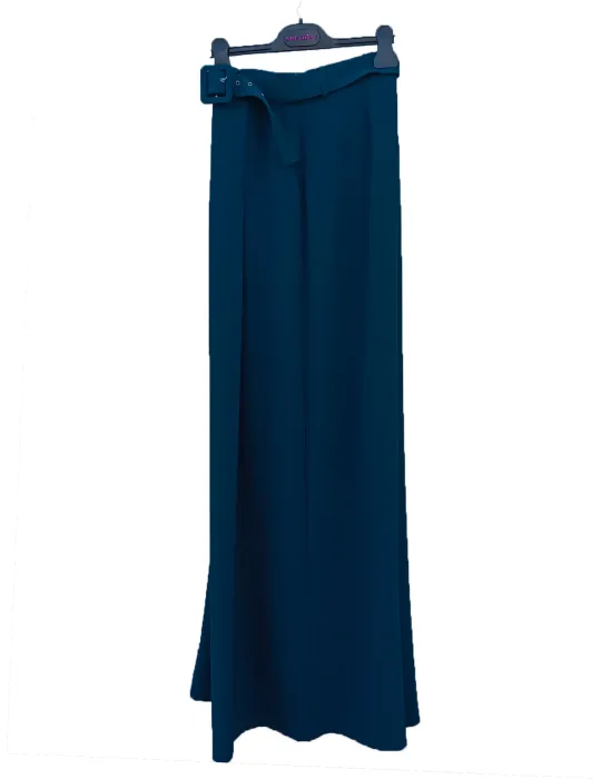 Tailleur giacca e pantaloni larghi blu ottanio Amethist