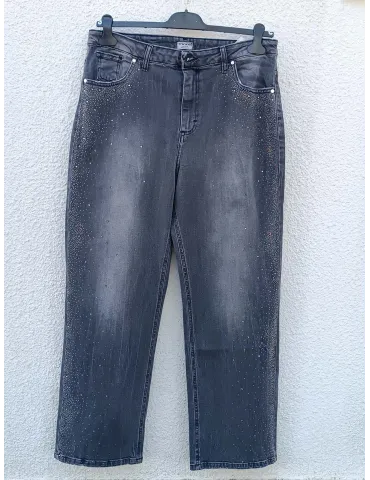 Grey Palazzo Jeans with Rhinestones Plussize Italian More by Siste's