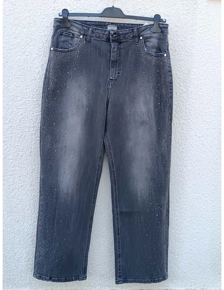 Grey Palazzo Jeans with Rhinestones Plussize Italian More by Siste's