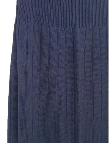 Blue Pure Merino Wool Palazzo Trousers jumpsuit style 2