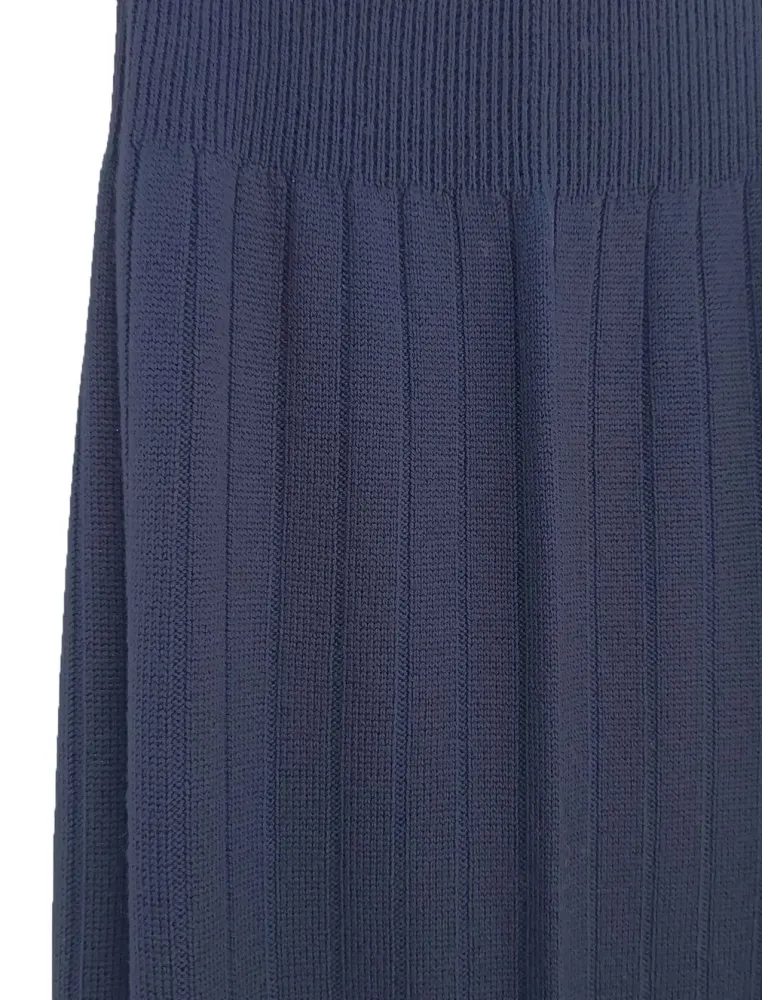 Blue Pure Merino Wool Palazzo Trousers jumpsuit style