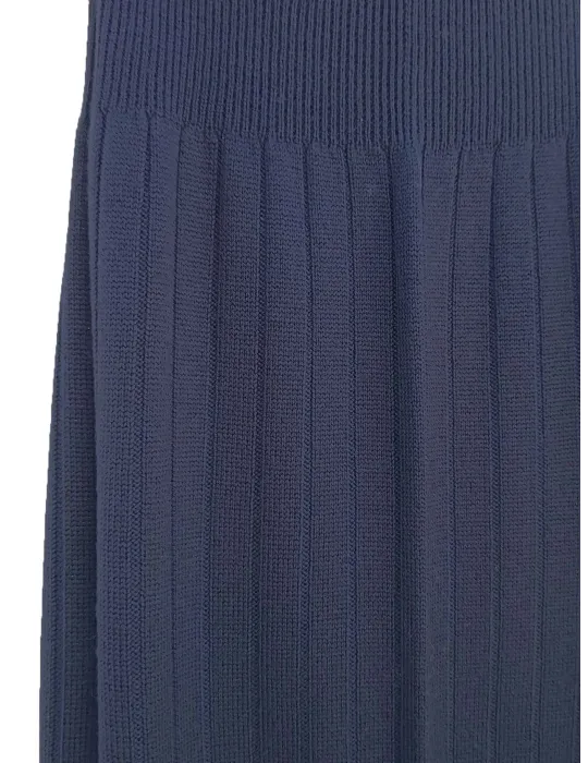 Blue Pure Merino Wool Palazzo Trousers jumpsuit style