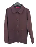 Brown neoprene-effect sweatshirt jacket with patch pocket in plus size
