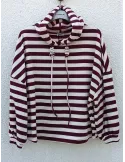 Burgundy and Vanilla Stripe Hoodie & Trousers Set
