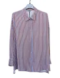Plussize Italian Fashion White Shirt with Lilac and Terracotta Stripes