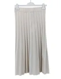 Frida Madè Beige Merino Wool and Cashmere Pleated Midi Skirt