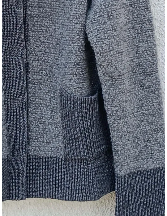Grey Melange Alpaca and Merino Bouclé Cardigan Jacket