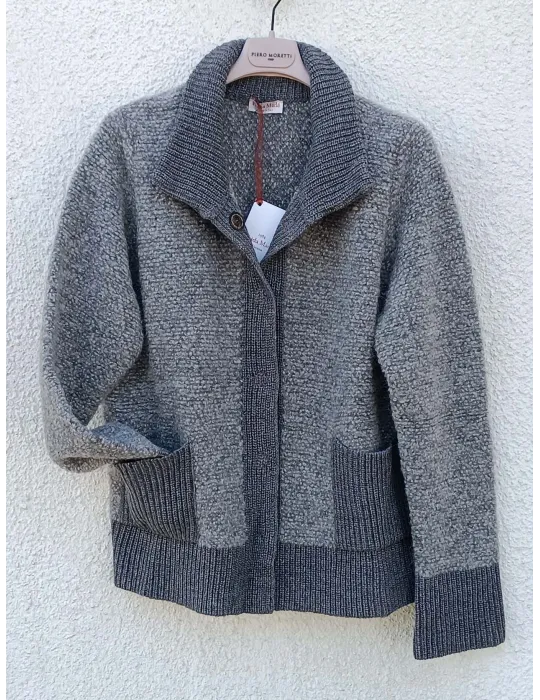 Frida Madè Italy | Grey alpaca and merino wool bouclè knitted jacket