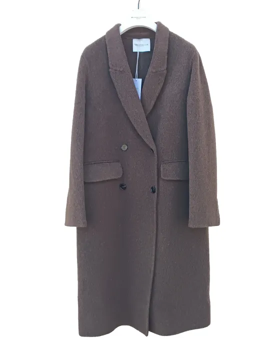 Long Brown Double-Face Wool Coat in Merino, Yak and Silk - Maesta Milano