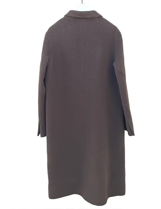 Long Brown Double-Face Wool Coat in Merino, Yak and Silk - Maesta Milano
