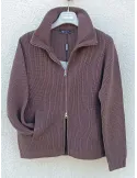 Cardigan con zip in pura lana merino Diamante a maglia inglese Volpato