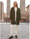 Giaccone loden oversize in lana double verde bosco loden Piero Moretti