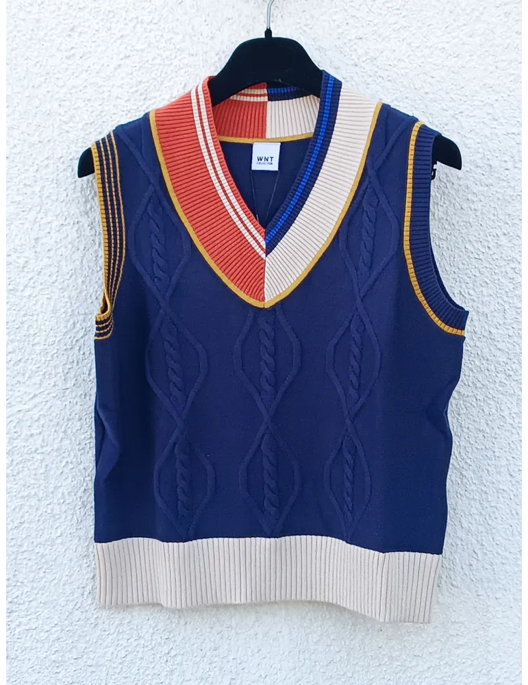 Blue, Yellow & Orange Knit Vest