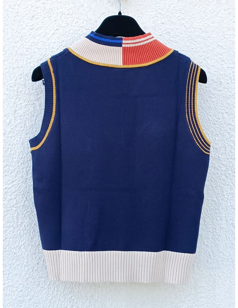 Gilet in maglia sul blu giallo e arancio | WNT colleccion