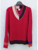 Maglia rossa con inserti sul viola, beige e marrone | WNT colleccion