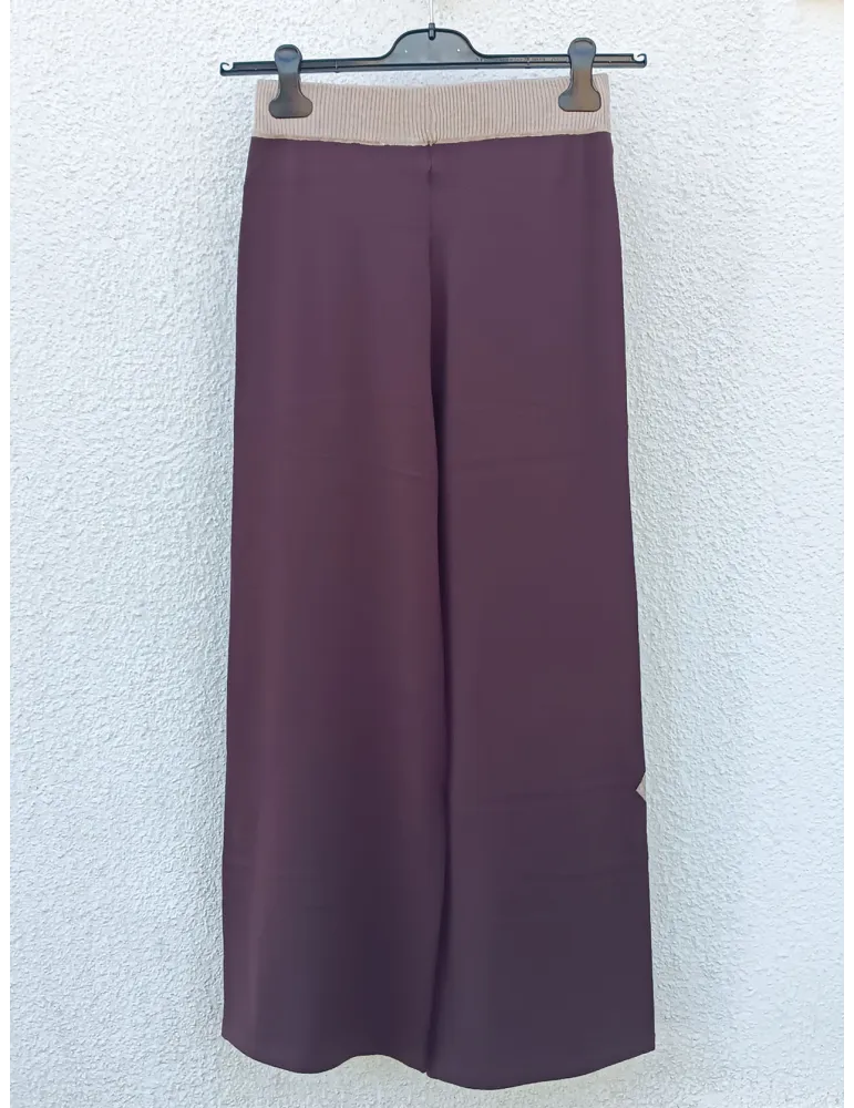 Pantaloni marrone in jersey di viscosa con rombi colorati | WNT Collection