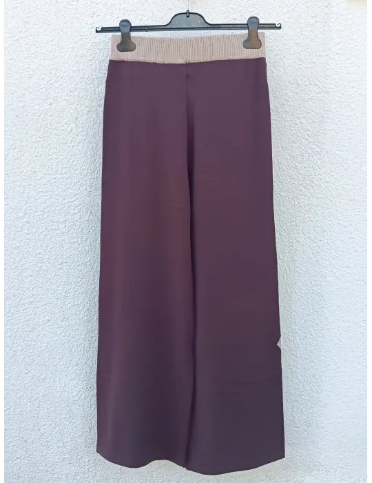 Brown Viscose Trousers with Colourful Diamond Pattern by WNT