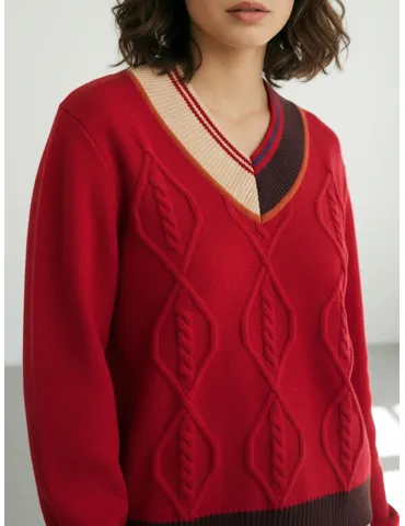 Maglia rossa con inserti sul viola, beige e marrone | WNT colleccion 2