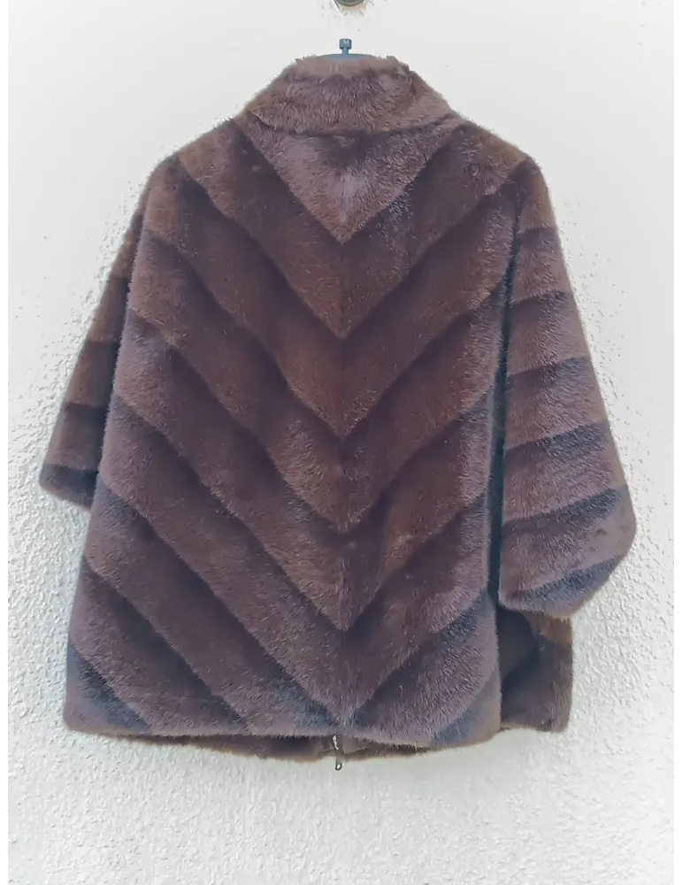 Giacca mantella in eco pelliccia interno montone | Riva Tricot