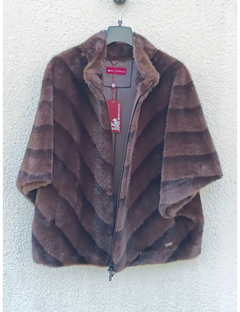 Giacca mantella in eco pelliccia interno montone | Riva Tricot