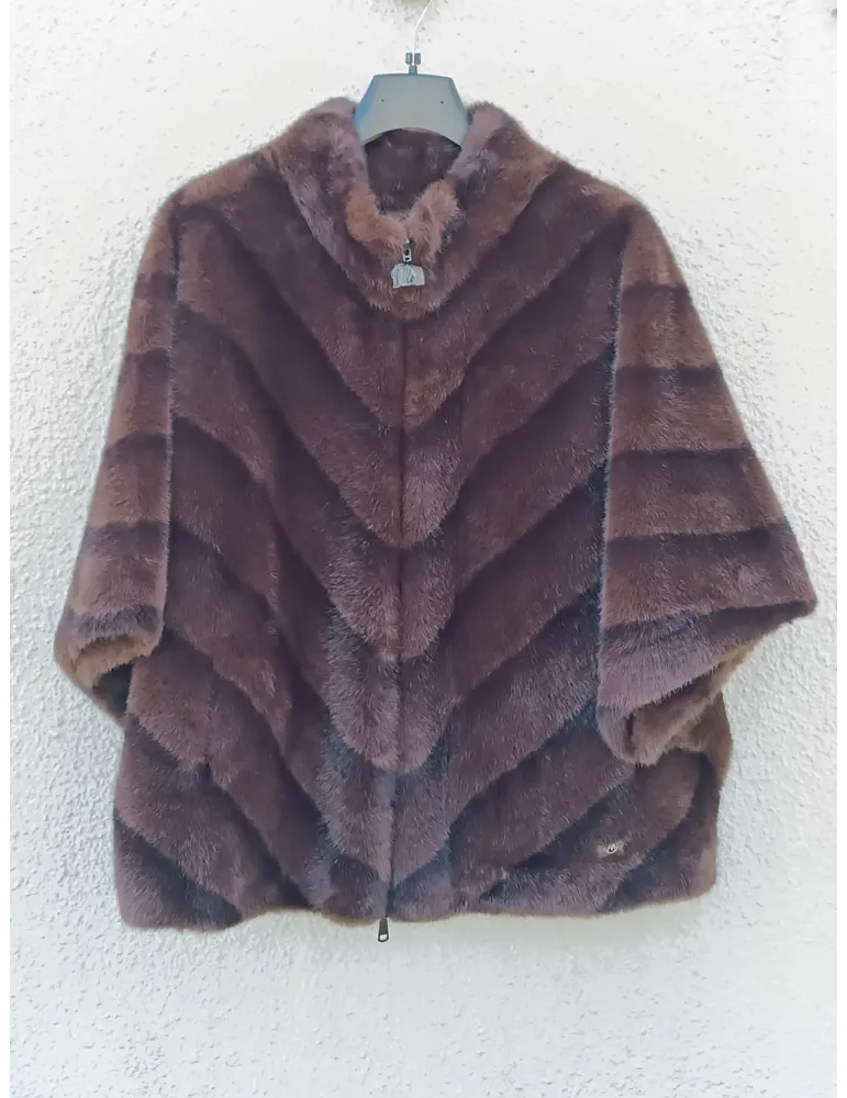Giacca mantella in eco pelliccia interno montone | Riva Tricot
