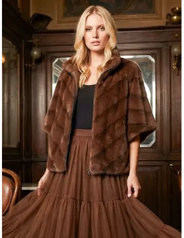 Giacca mantella in eco pelliccia interno montone | Riva Tricot