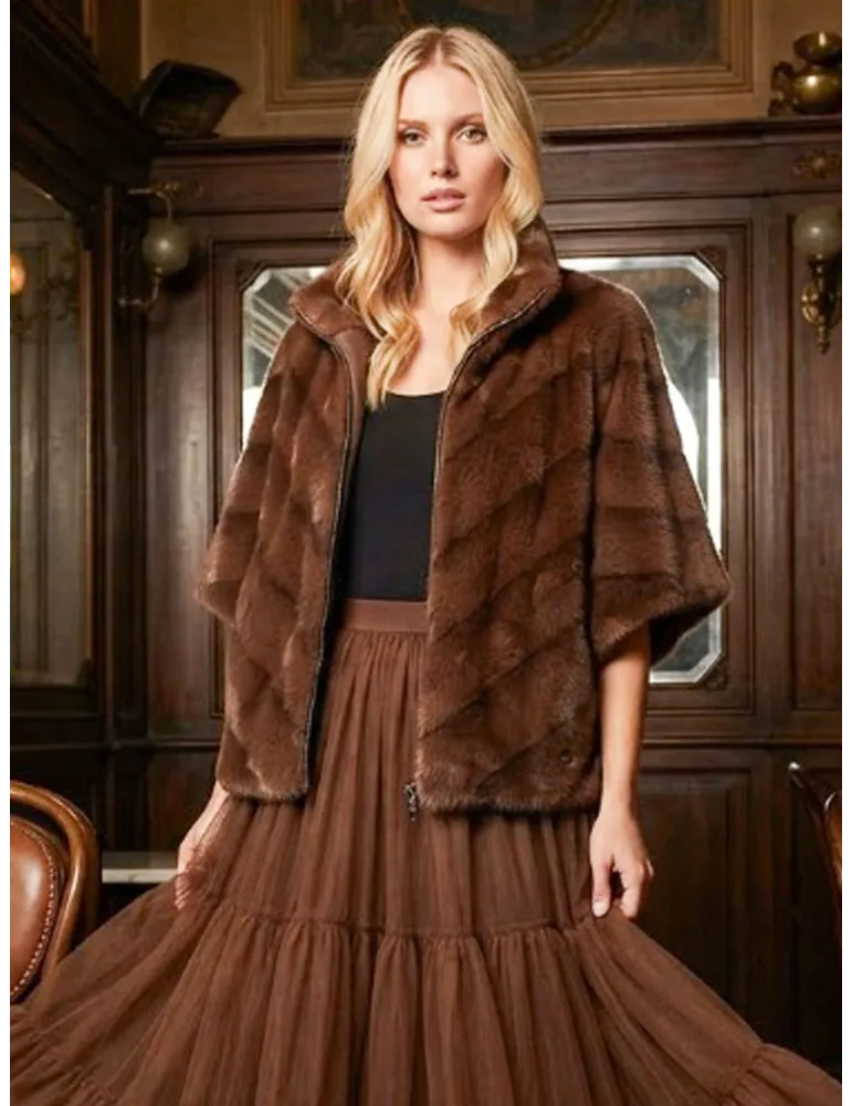 Giacca mantella in eco pelliccia interno montone | Riva Tricot