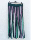 Green and lilac palette Multicolored Pleated Midi Skirt by WNT