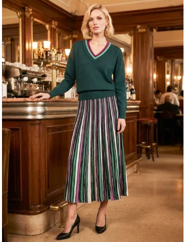 Cool palette Multicolored Pleated Midi Skirt by WNT plus size available 2