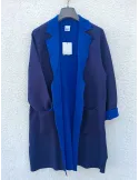 Blue Milano-Stitch Viscose Coat with Light Blue Interior by WNT