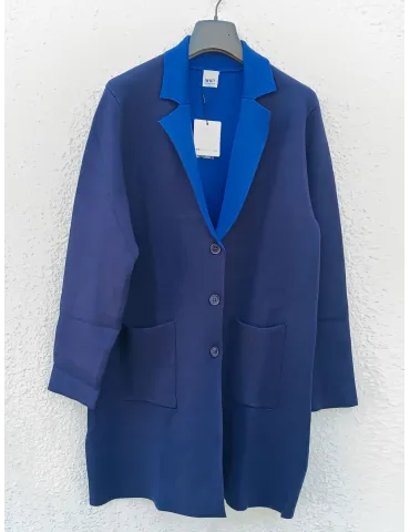 Cappottino in viscosa punto Milano blu con interno azzurro WNT 2