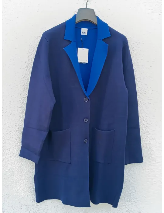 Blue Milano-Stitch Viscose Coat with China Blue Interior by WNT