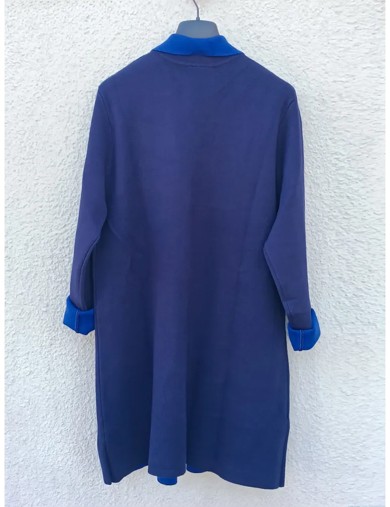 Blue Milano-Stitch Viscose Coat with Light Blue Interior by WNT