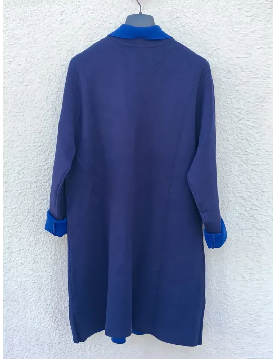 Blue Milano-Stitch Viscose Coat with Light Blue Interior by WNT