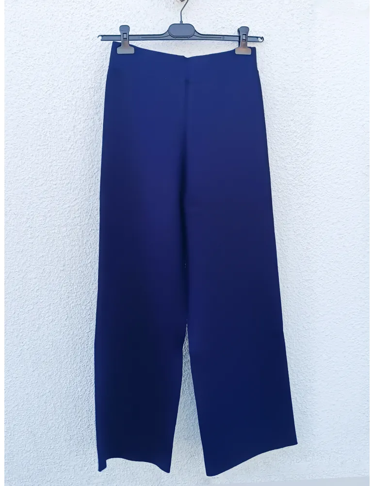 Blue Palazzo Trousers in Compact Viscose Jersey – WNT Collection