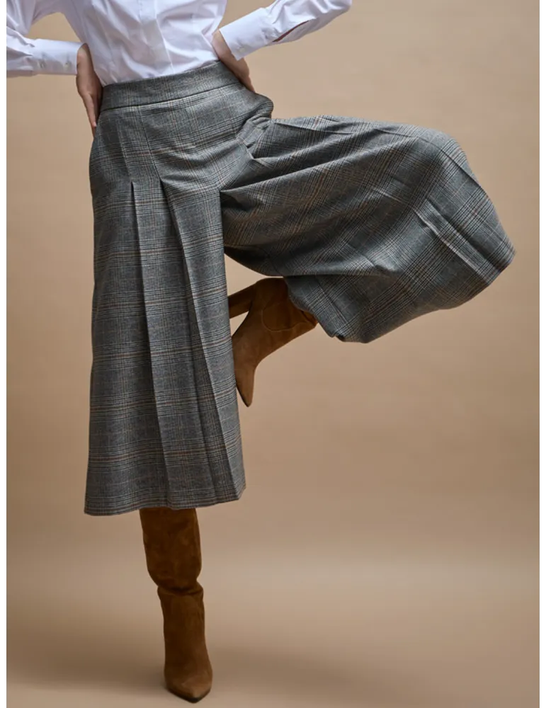 Midi Wide-Leg Trousers-skirt Prince of Wales Check | Amethist F/W 2027