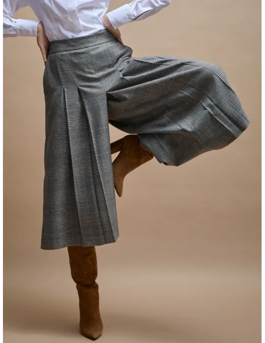 Midi Wide-Leg Trousers-skirt Prince of Wales Check | Amethist F/W 2027