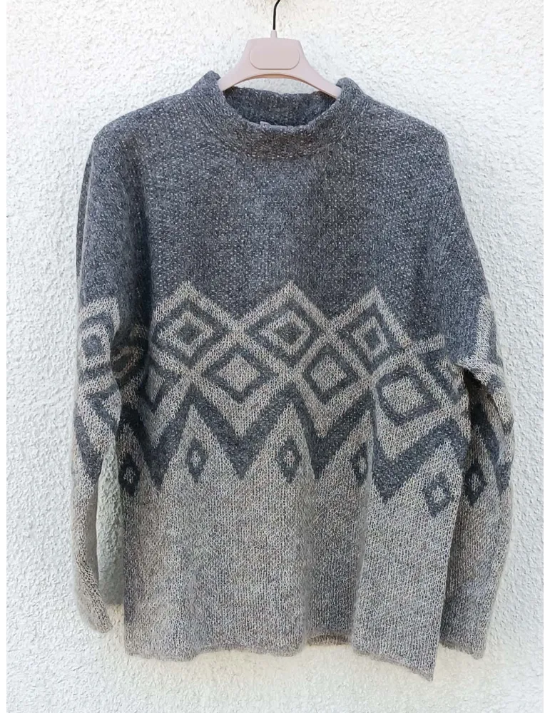 Frida Madè | Maglione grosso con losanghe in alpaca e mohair