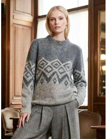 Frida Madè | Maglione grosso con losanghe in alpaca e mohair